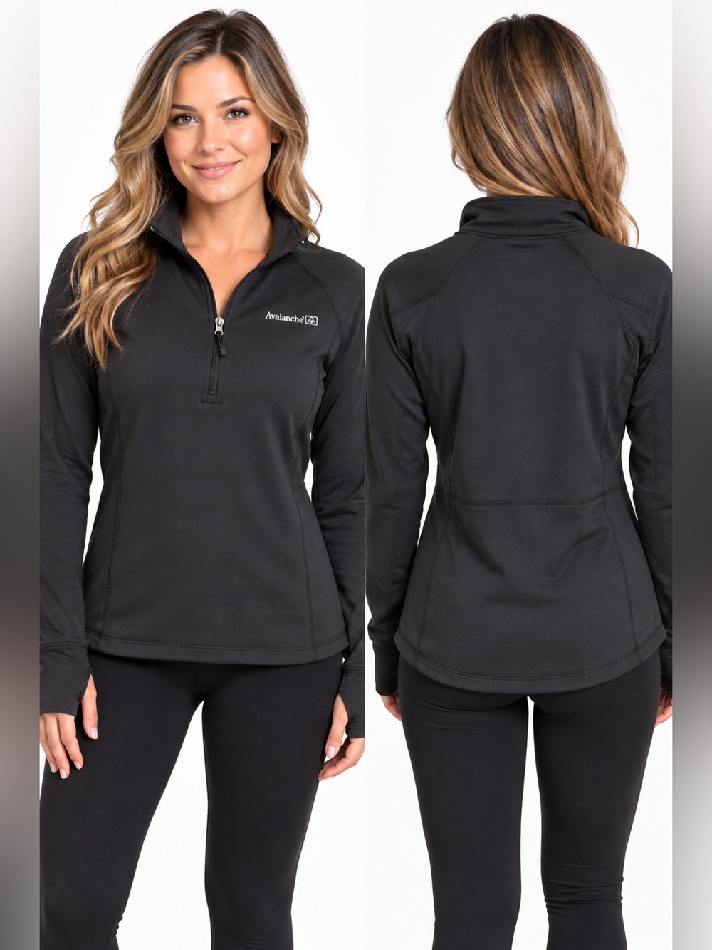 Avalanche Women’s Large 1/4 Zip Pullover Black Fleece Thumbholes